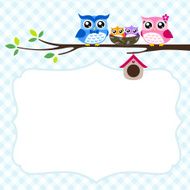 owl family spring illustration N4