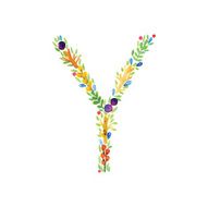 Watercolor floral monogram Y