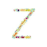 Watercolor floral monogram Z