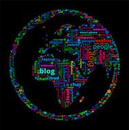 Globe on Modern Communication and Technology Word Cloud