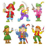 set of pirate child cartoon