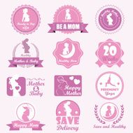 Vintage Pregnancy Badge Labels and Icons Vector Illustration ep