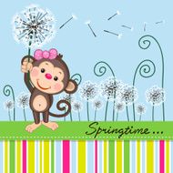 Cute Monkey with dandelion