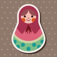 Matryoshka Russian traditional wooden doll vector pattern fl N45