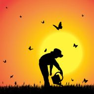 Vector silhouette of a boy N120