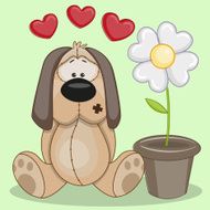 Dog with heart and flower N3