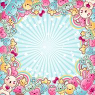 Cute child background with kawaii doodles N9