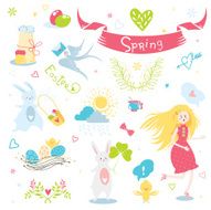 Spring childish illustration&#039;s set N2