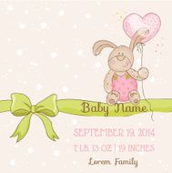 Baby Shower or Arrival Card - with Bunny N14