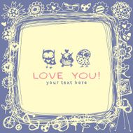 Owls cute greeting card and sample text N4
