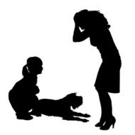 Vector silhouette of people with dog N20