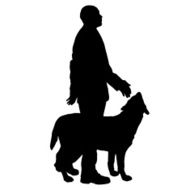 Vector silhouette of people with dog N21