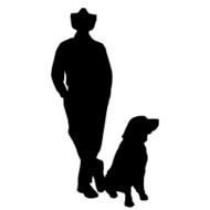 Vector silhouette of people with dog N23
