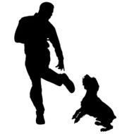 Vector silhouette of people with dog N24