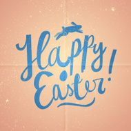 happy Easter cartoon text Pink vintage card vector illustration