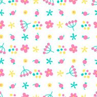 Seamless pattern with small flowers and berries N11