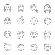 Hairstyles emotions line icons