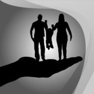 Vector silhouette of a family N136
