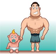 Male character with a kid