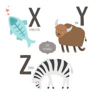 Cute vector zoo alphabet N8