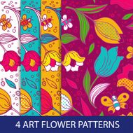 Set of flower patterns with tulips N3