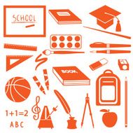 School icons silhouette set