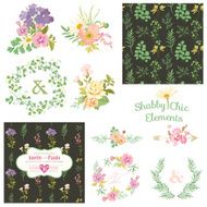 Vintage Floral Set - Frames Ribbons Backgrounds N3