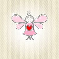 Little fairy with heart in hands