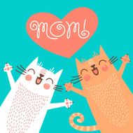 Sweet card for Mothers Day with cats N4