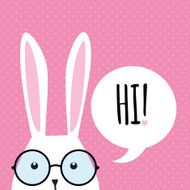 Greeting card with funny bunny Easter Bunny Ears N3