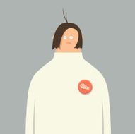 Bliss badge wearing student character illustration cartoon