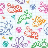 hand drawn pattern with insects