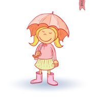 Little child walking in the rain vector illustration N10