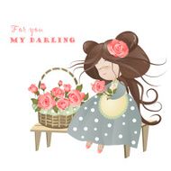 Girl with basket of roses N2
