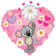 Koala with hearts and flower