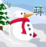 Snowman in winter scene