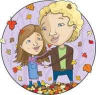 Mother and daughter spending time together in the fall