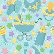 Seamless background with baby&#039;s objects