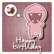 Happy birthday card with cute colorful monster vector N4