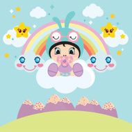 Cute little baby on clouds