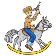 Little cowboy in a hat on horse vector
