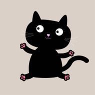 Cartoon black sitting cat Funny collection