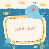 Sea life vector frame