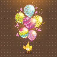 Happy Birthday background with bird and balloon