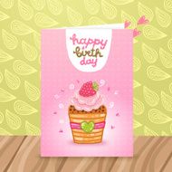 Happy Birthday postcard with a beautiful cupcake