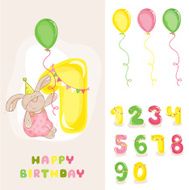 Baby Bunny Birthday Card - with Editable Numbers