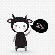 Greeting card with cute kid monster Child in costume