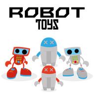 Set Of Different Cartoon Robots Isolated N2