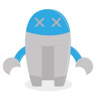 Cartoon Blue Robot Isolated On White Background