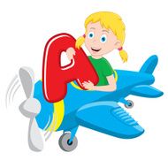 Cartoon Girl On A Plane N2